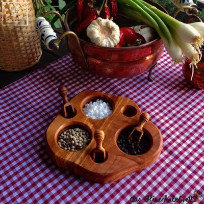 Ensemble Pot à miel en bois d'olivier naturel avec sa cuillère et